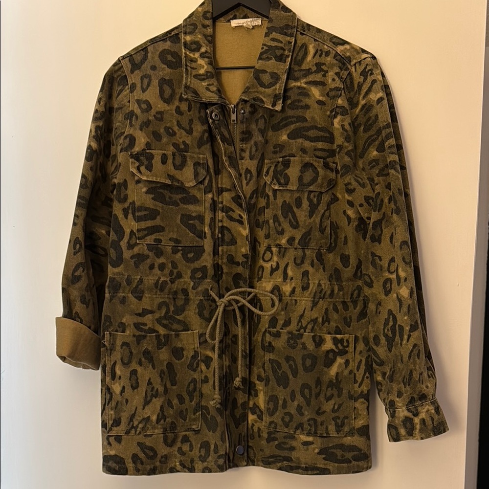 Leopard Print Jacket with Drawstring